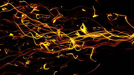 Glow Golden particles. Sand effect. 3d renderingの写真素材