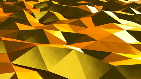Abstract gold triangular crystalline background animation. 3d renderingの写真素材