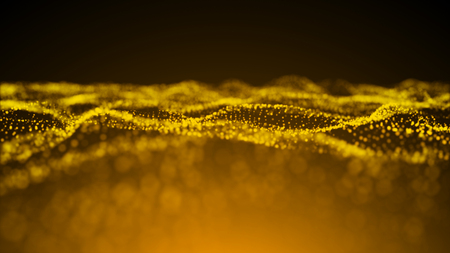 Luxurious gold sparkling particles wave background. 3d renderingの写真素材