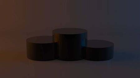Abstract background with winner podium. Digital dark theme. 3d renderingの写真素材