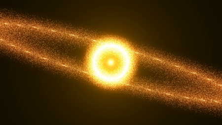 Abstract background with particles, Sphere and flares.