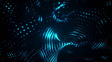 Abstract background with moving particles. Backdrop with depth of field. 3d rendered