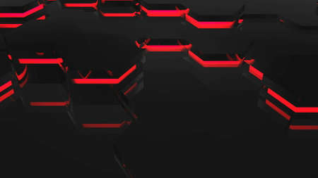 Abstract background with red hexagons. 3d rendering