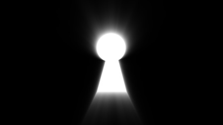 Abstract background with keyhole and shine effect on black background. Digital illustration. 3d renderingの写真素材