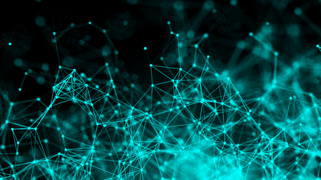 Abstract connection dots. Technology background. Digital drawing blue theme. Network concept 3d...