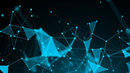 Abstract Polygonal Space Background with Connecting Dots and Lines. 3d rendering