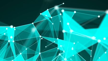 Abstract Polygonal Space Background with Connecting Dots and Lines. 3d renderingの写真素材