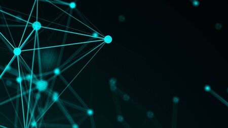 Abstract connection dots. Technology background. Network concept 3d renderedの写真素材
