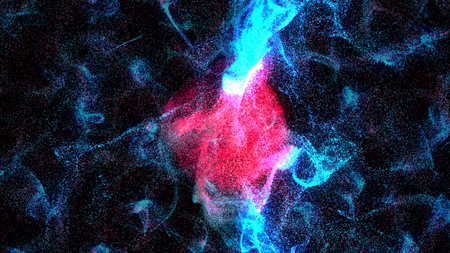 Colorful Particles dispersing and twisting. High quality clip rendered on high end computer and...