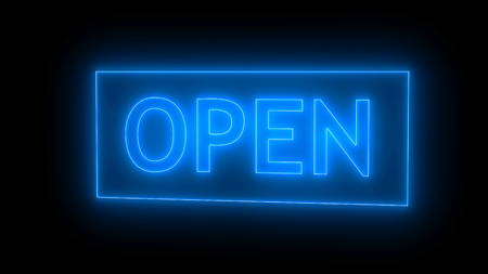 Open sign neon isolated on black background. Digital illustration. 3d renderingの写真素材
