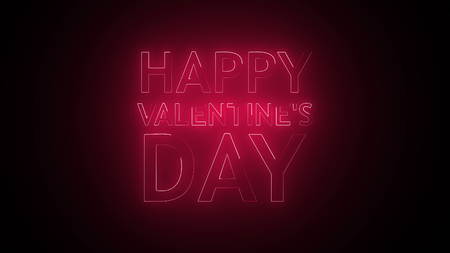 Happy Valentine's Day Text in neon. 3d renderingの写真素材