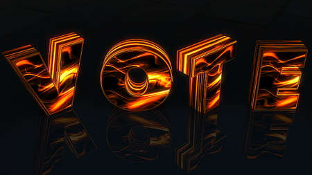 Word Vote written in 3D letters on black background woth reflection, 3D rendering conceptの写真素材