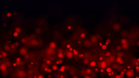 Bright red glowing bokeh, shallow depth of field, modern computer generated background, 3D rendering backdropの写真素材