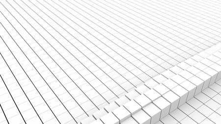Abstract geometric many rising and falling white cubes, modern computer generated 3D rendering...