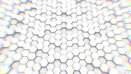 Abstract geometric hexagons, optical Illusion, computer generated 3D rendering backdrop.の写真素材