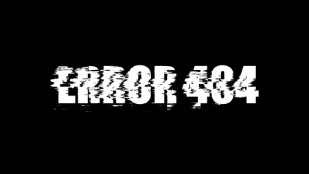 Letters of Error 404 text with noise on black, 3d render background, computer generating for gaming