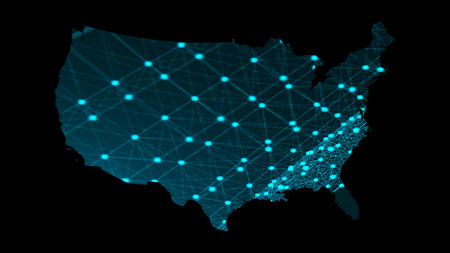 USA map with many network connections, 3d rendering computer generated backgroundの写真素材