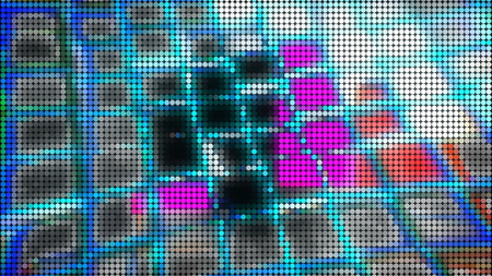 Screen dots abstract bright background, 3d rendering computer generating, LED display technology...