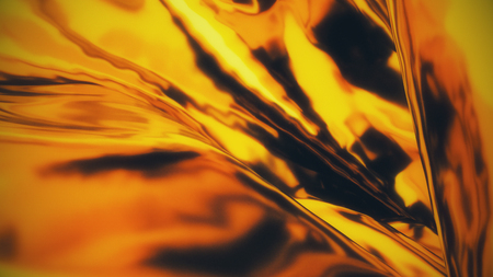 Beautiful gold wavy cloth, computer generated background, 3d rendering backdropの写真素材