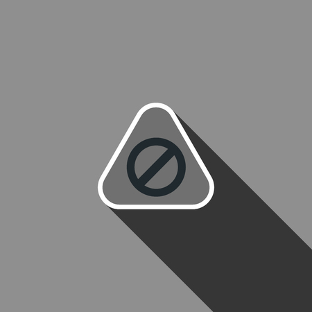 Warning sign icon with long shadow. Vector illustrationのイラスト素材