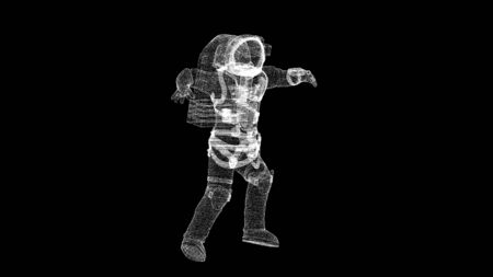 Astronaut in modern scaphandre from many small particles is in the space, 3d render background, computer generated backdropの写真素材