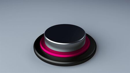 Round push button bordered by a metallic ring - object for design, 3d rendering background