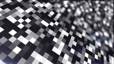 Computer generated abstract technology background with animation motion of flickering squares. Data transferring or computers data files. 3d renderingの写真素材