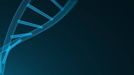 Abstract 3d background with molecule of DNA with many dots, science concept, futuristic computer...