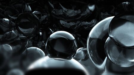 Huge organic bubbles close up. 3d rendering molecule. Computer generated background