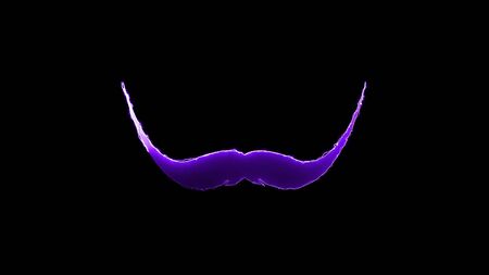Computer generated abstract background with neon light draws a mustache shape. 3D rendering mustache icon of luminous shiny linesの写真素材