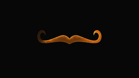 Computer generated abstract background with neon light draws a mustache shape. 3D rendering mustache icon of luminous shiny linesの写真素材