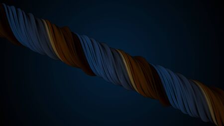 Colored twisted shape. Computer generated abstract hypnotic background. 3D render swirling lines