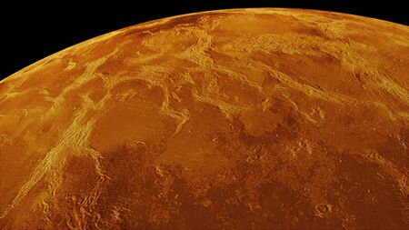 Rotation of the planet Venus, computer generated. 3d rendering of realistic scientific background....