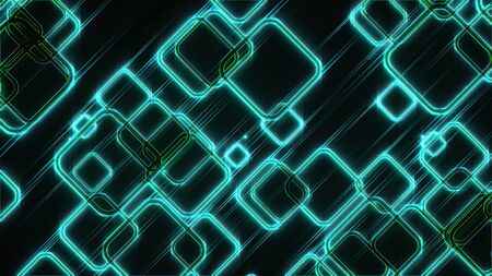 Abstract glow squares and lines, computer generated. 3d rendering of web background