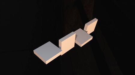 3d render of transformation of a cube into square parts. Shape change. Computer generated abstract...