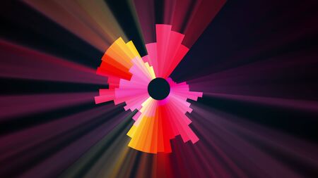 Colorful equalizer with sound waves and rays. Computer generated modern audio visualizer. 3d rendering backgroundの写真素材