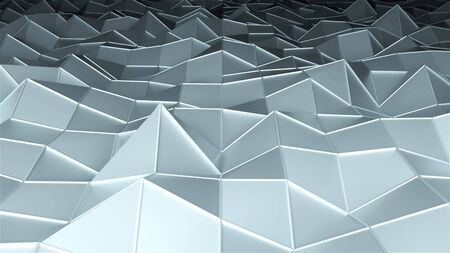 Simple low polygonal surface with edges, computer generated modern abstract background, 3d rendering