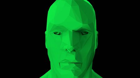 Low poly head, art objects, simple style in the space, 3d rendering computer generated backgroundの写真素材