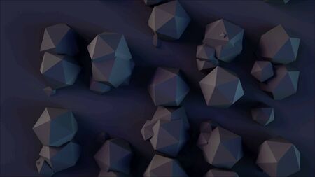 3d rendering background with icosahedrons shapes with different sizes of elements, computer generatedの写真素材