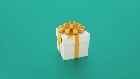 Beautiful and stylish gift box with ribbon and bow, 3d rendering background for holiday, festive,...