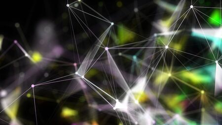 Abstract Polygonal Space Background with Connecting Dots and Lines. 3d renderingの写真素材