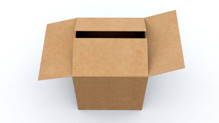 Cardboard packaging for sending various products, computer generated. The concept of safe transportation of goods. 3d rendering of technologycal backgroundの写真素材