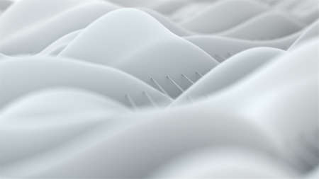 White waves slide along the surface of thin stretched strings, computer generated. 3d rendering of soft backdropの写真素材