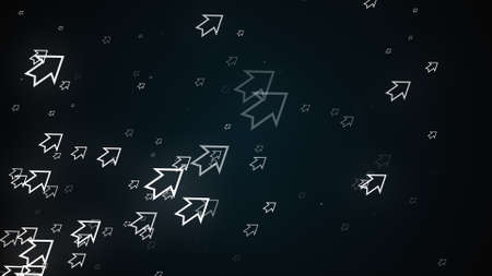 Computer generated abstract background. Lots of outline neon cursors, 3D rendering