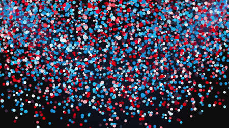 Flying colored round particles in the rays of light, computer generated. 3d render of festive...