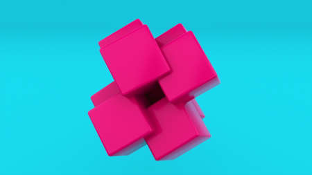 Transforming simple cube shape in complex construction, computer generated. 3d rendering abstract...