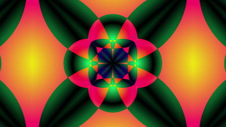 Computer generated psychedelic backdrop from colorful spots. 3D rendering of fusion of shape and bright colorの写真素材