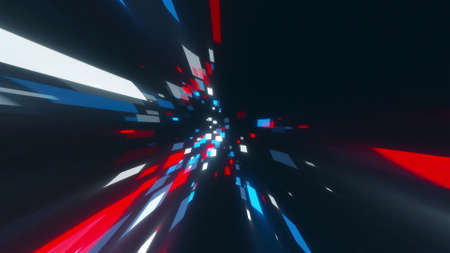 Stream of flying colored squares, computer generated. 3d rendering abstract backdrop
