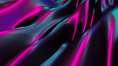 3d rendering wavy backdrop. Iridescent surface with ripples, computer generatedの写真素材