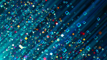 Digital backdrop with stroke particles, computer generated. 3d render streaming dataの写真素材